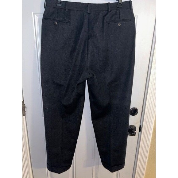 Polo Ralph Lauren Pants Mens Size 36R Blue Label Wool Black Cuff Made in Italy - Picture 3 of 8